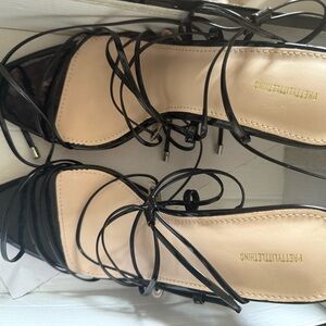 PrettyLittleThing Black Strappy Heels